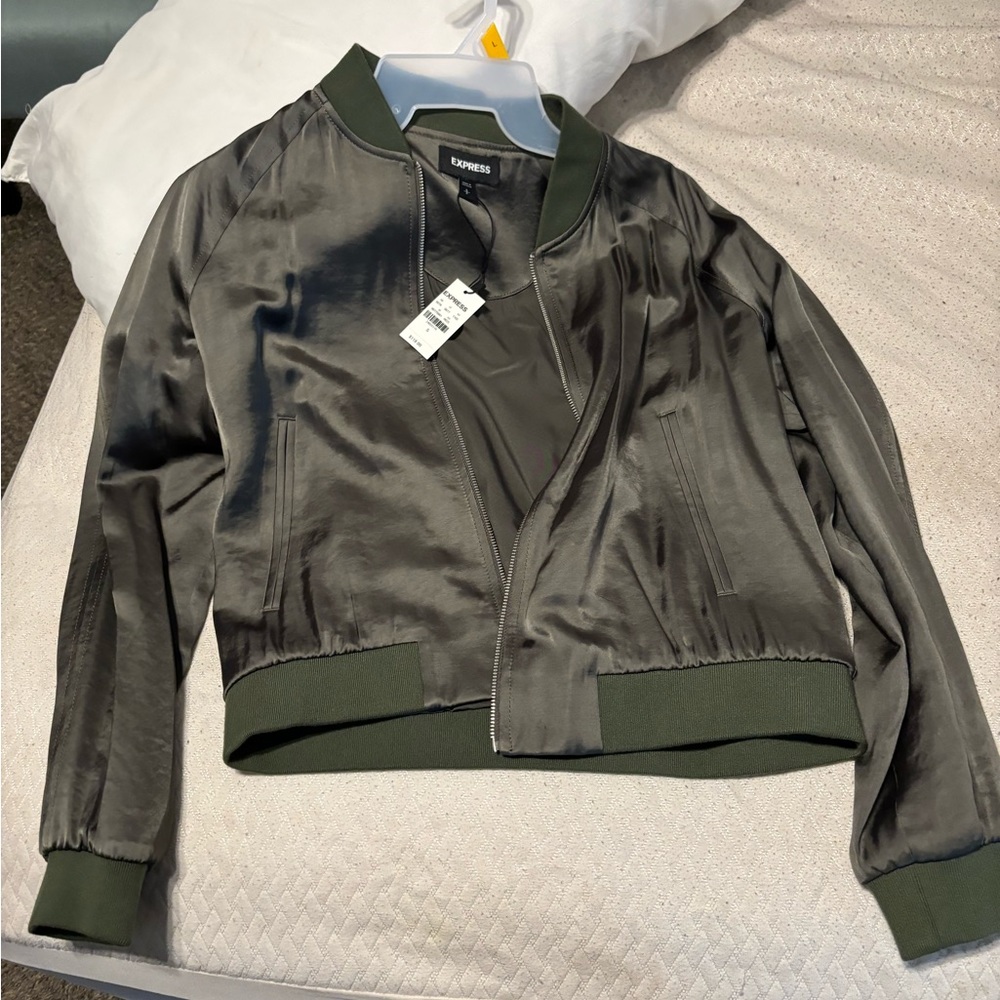 NWT express green bomber jacket